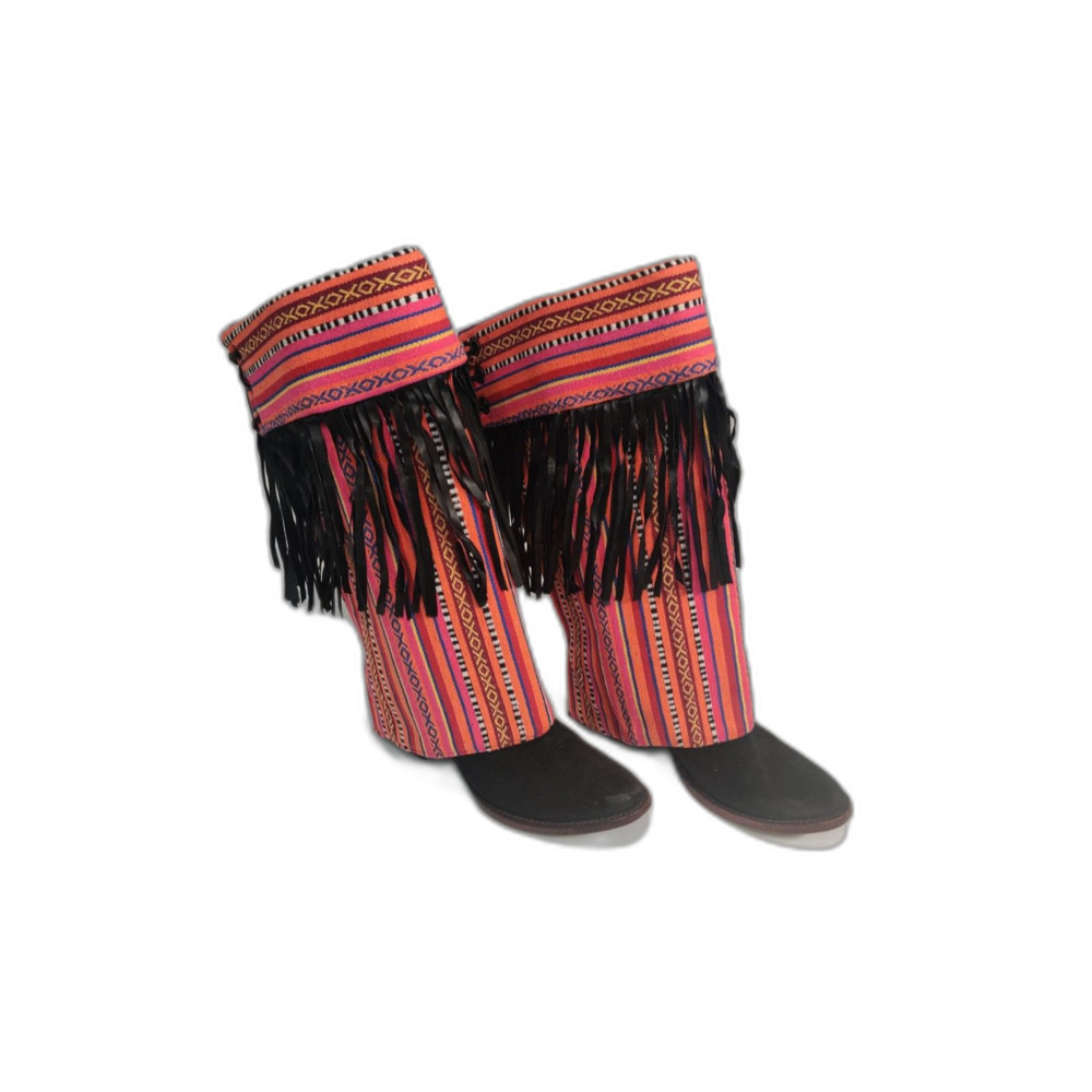 NWT Boot Rugs For Over The Boot Covers Candy Land Colors W Black Leather Fringe